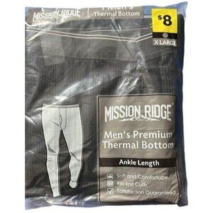 Mission Ridge Men's Premium Thermal Bottoms, Black, XLarge